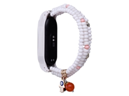 Bracelete de Cuentas Trenzadas Frisado Estilo de Férias para Xiaomi Mi Band 5/Band 6 Branco