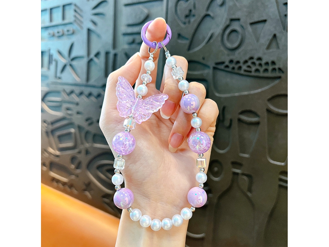 Nosso Novo Pingente Para Celular Com Pérolas E Efeito Sereia Em Degradê Roxo É Um Acessório Indispensável Para Mulheres Antenadas No Mundo Da Moda.