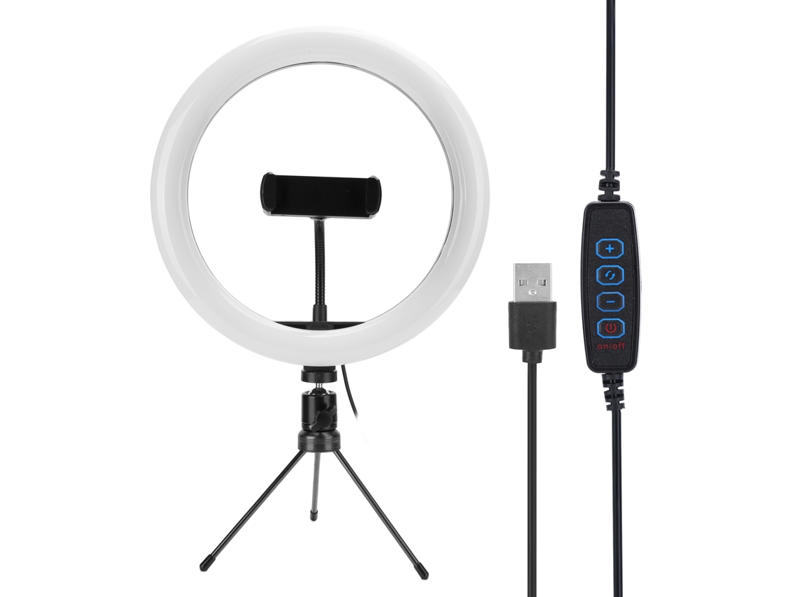 Luz Anel Led Usb Mesa 10 Polegadas Dimmable Tripé LAXISCREED