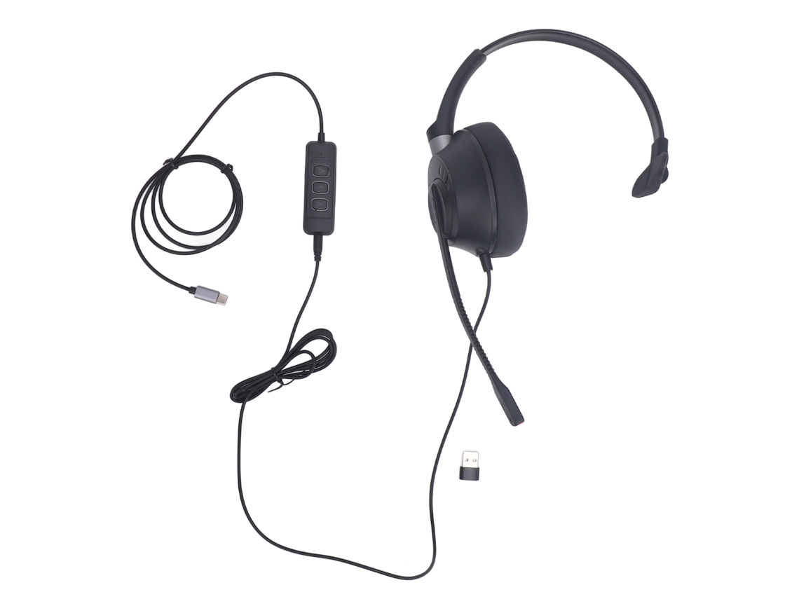 Fone de Ouvido USB-C Monaural com Microfone para Atendimento ao Cliente, PC, Laptop | S/MARCA