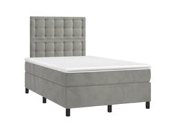 Cama Boxspring com Colchão 120x190 cm Veludo Cinzento Claro MAISON EXCLUSIVE