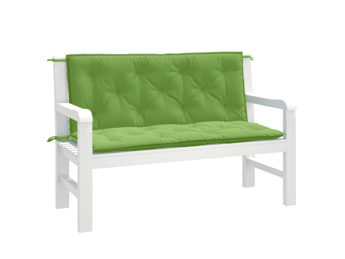 Vidaxl Almofadões Banco Jardim 2pcs 120x50x7 Cm Mesclado Tecido Verde