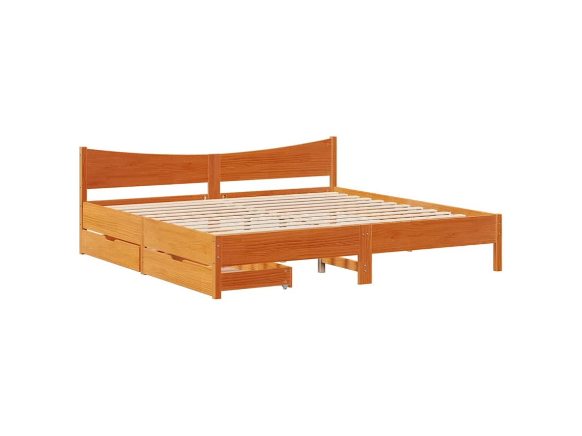 Bed Frame, Bed Frames Vidaxl Marrom Madeira De Pinho (200 X 200 Cm)