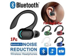 Fones de ouvido sem fio Bluetooth com gancho, cancelamento de ruído, preto, 20h de reprodução, bateria 75mAh