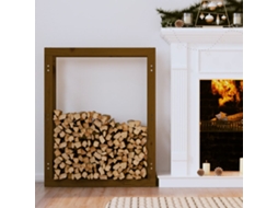 Vidaxl Suporte Para Lenha 80x25x100 Cm Pinho Maciço Castanho Mel