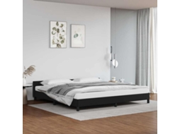 Vidaxl Estrutura Cama C/ Cabeceira Sem Colchão 200x200 Cm Preto