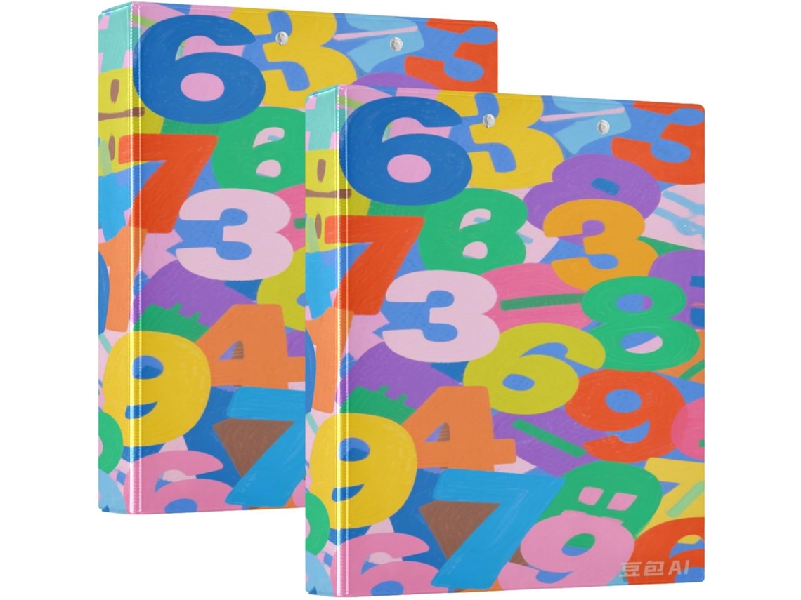 Pastas Escolares Coloridas De 3, 8cm 1, 5 Polegadas Com Números E Desenhos Animados, 3 Argolas E Capa Com Bolso, Pacote