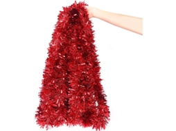 Guirlanda de Tinsel Vermelha Decoração Árvore Natal 2m 9cm