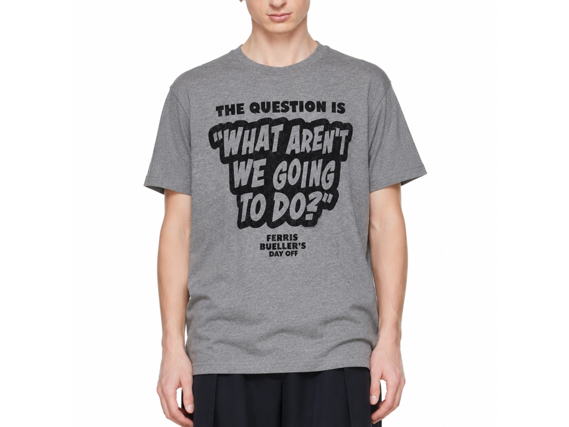 Rockinstone Ferris Bueller's Day Off The Question Is Heather Graphite Adult T-shirt Size:xxxl