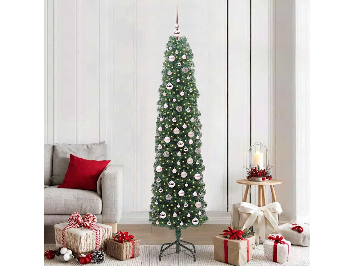 Vidaxl Árvore De Natal Artificial Verde 210 Cm Pvc E Aço E Plástico