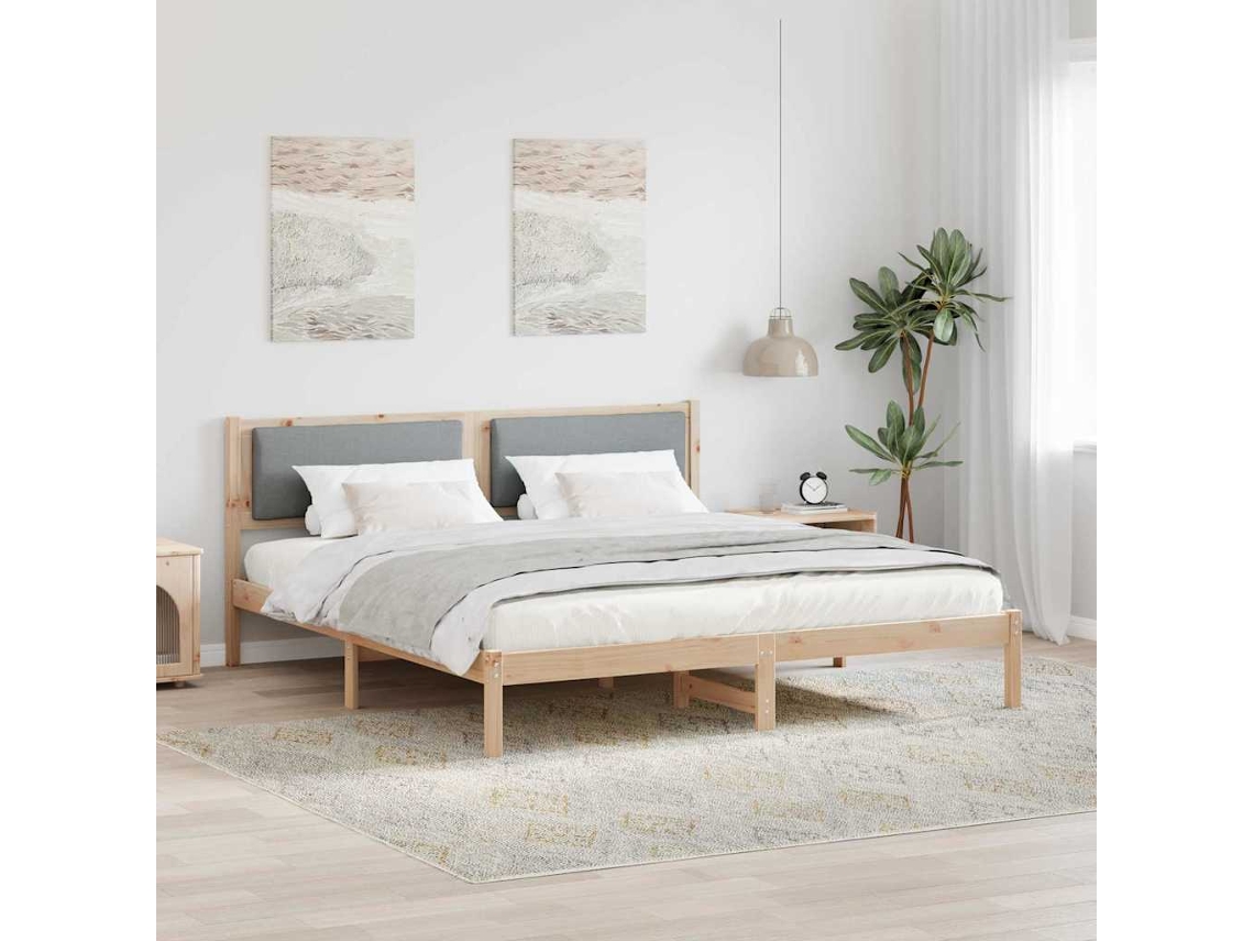 Vidaxl Estrutura Da Cama Com Cabeceira Cinzento-claro 200 X 200 Cm