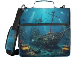 Pasta Vintage Shipwreck Com Bolsos Extras, Alça De Transporte Fácil 3, 8cm, 3-estojos Lápis Em Formato De Sino