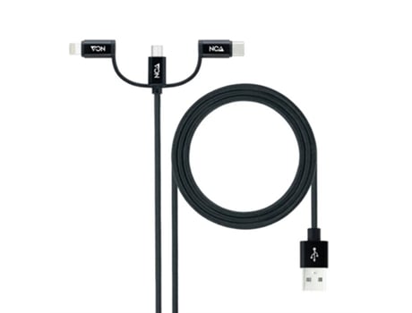 Cabo USB 2.0 Nanocabo 10.01.3200/ Lightning Macho - Micro USB Macho/ USB Tipo-C Macho/ 1m/ Preto