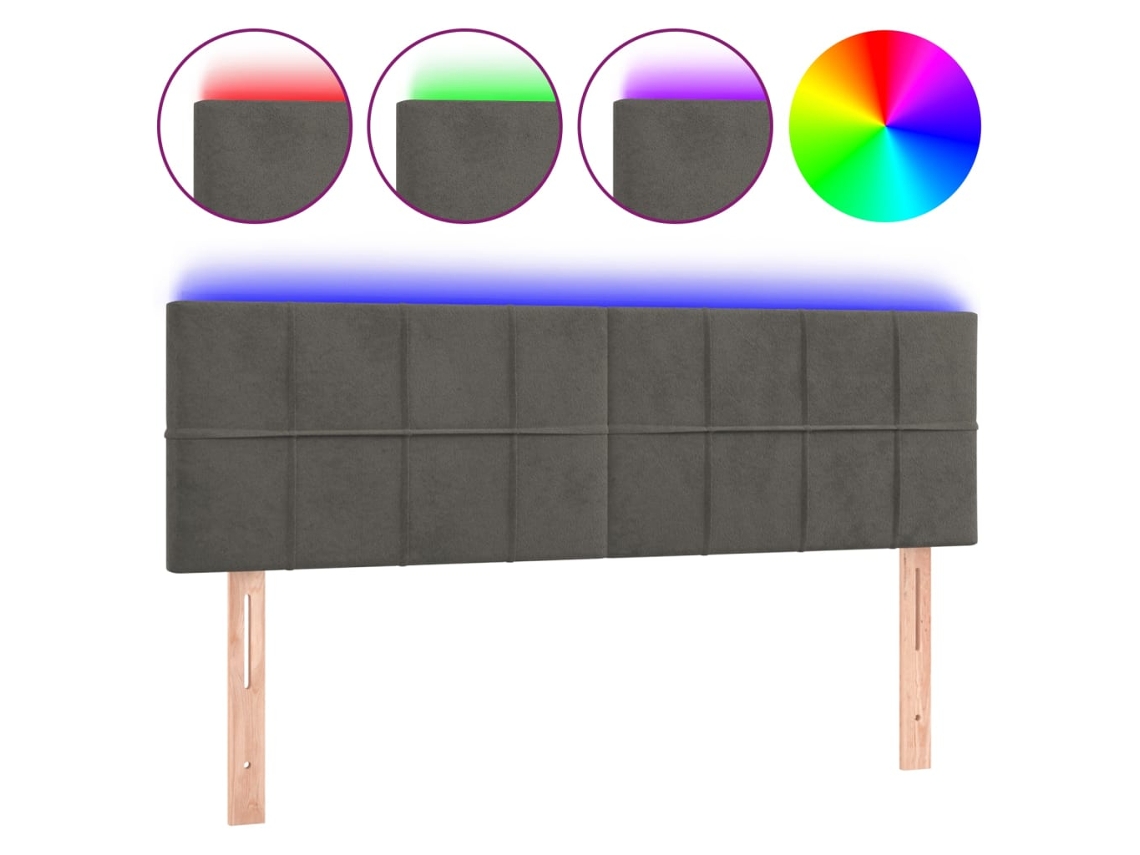 Led Headboard, Led Headboards Vidaxl Cinzeto Veludo (144 X 5 X 78/88 Cm)