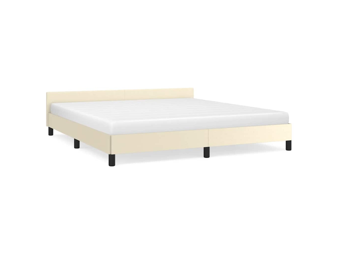 Bed Frame With Headboard, Bed Frames With Headboard Vidaxl Creme Couro Artificial (160 X 200 Cm)