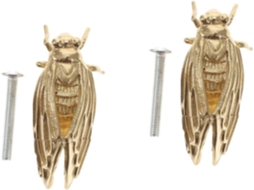 Wooneky Conjunto De 2 Puxadores Gaveta Em Latão Antigo Formato Cigarra Para Cômodas E Armários Vintage