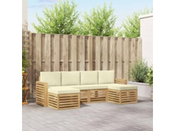 Vidaxl Conjunto De Sofás Para Exterior 6 Unid. Branco E Creme