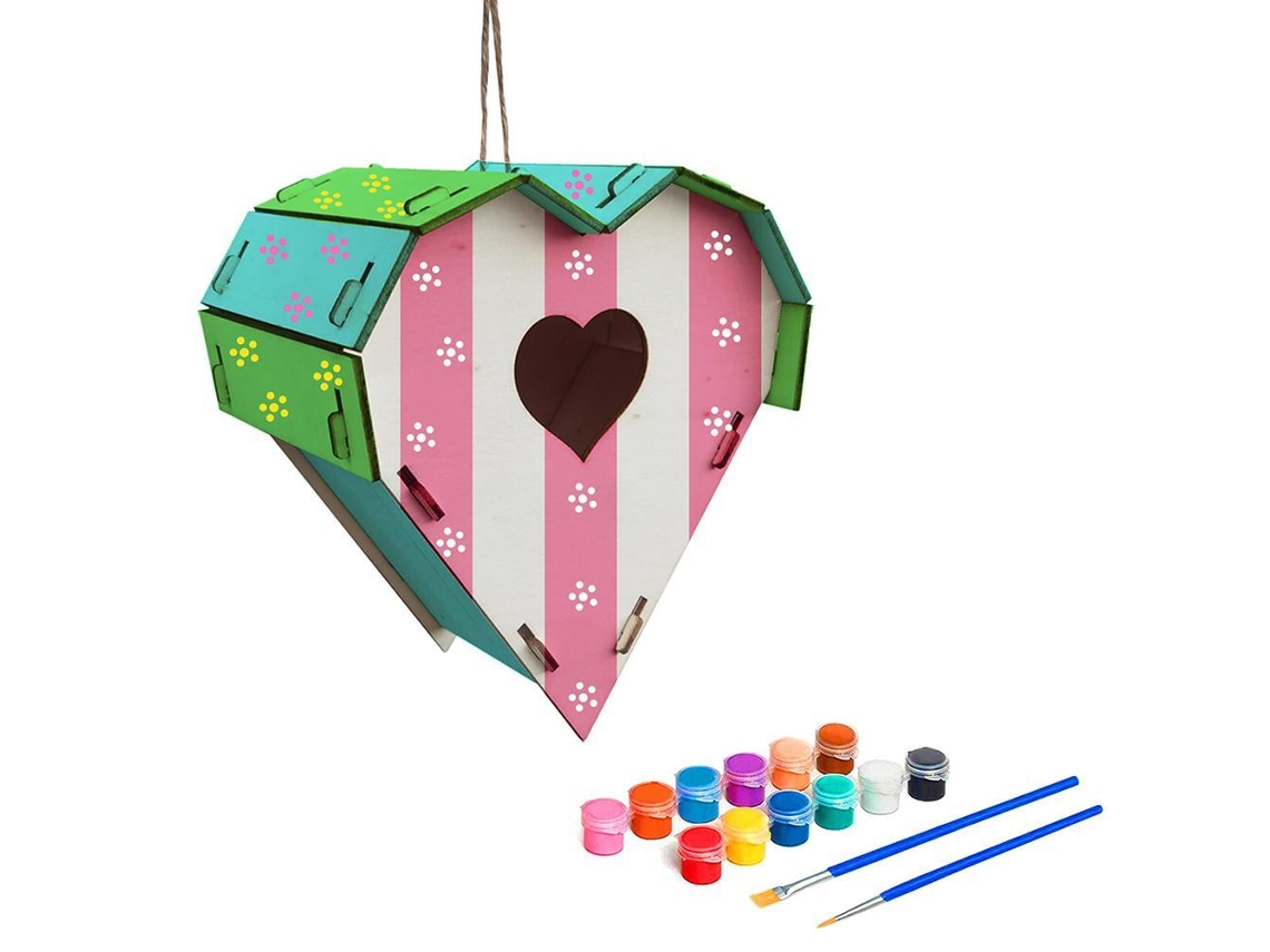 Kit de Fábrica de Caixas e Abrigos de Pássaros em Madeira para Pintura Infantil LAXISCREED