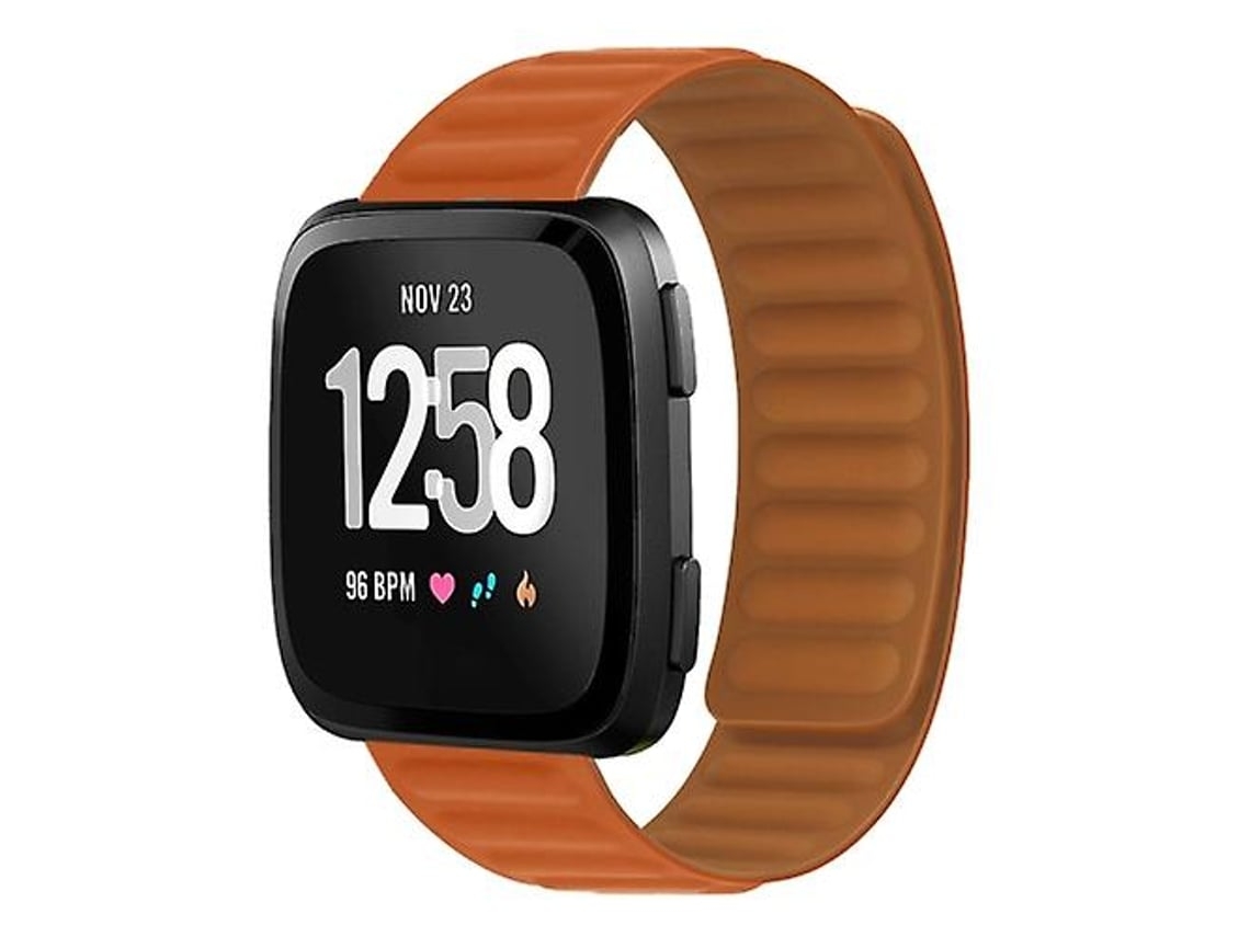 Lurelia Pulseira Magnética De Silicone 20 Mm, Compatível Com Fitbit Versa 4/ 3/ Sense 2 Laranja Vermelho, Acabamento Moderno