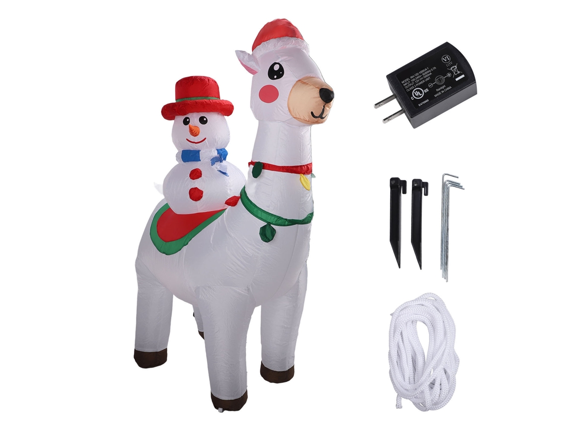 Decoração Inflável de Natal Boneco de Neve Montando Alpaca 1,8m | S/MARCA