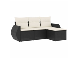 Conjunto de 4 Sofás para Jardim com Almofadões Vime Pe Preto MAISON EXCLUSIVE (4 pcs)