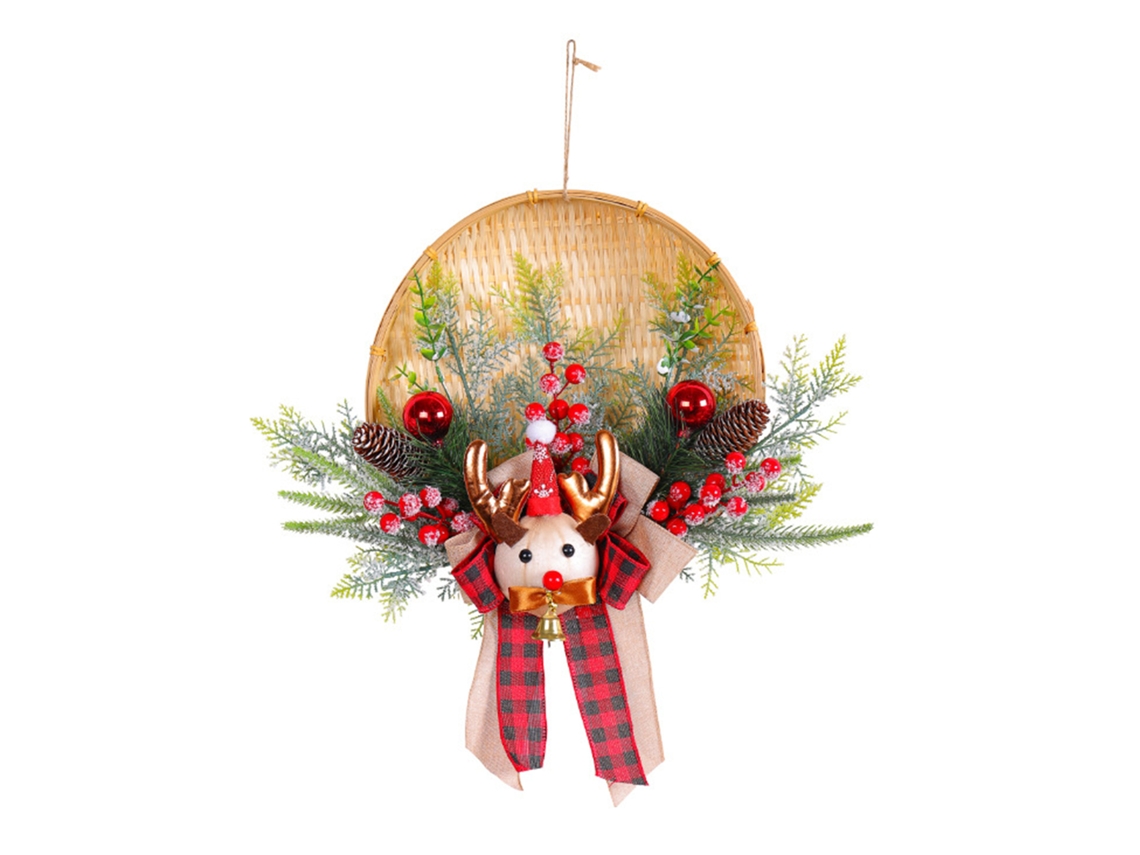 Decoração De Natal Laxiscreed Com Guirlanda De Pai Natal Em Bambu Para Porta E Exterior