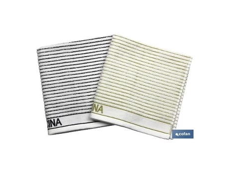 Pack 2 paños cocina 50x50 verde/negro modelo verdejo