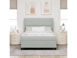Vidaxl Cama Box Com Cabeceira Cinzento-claro 200 X 160 Cm Veludo