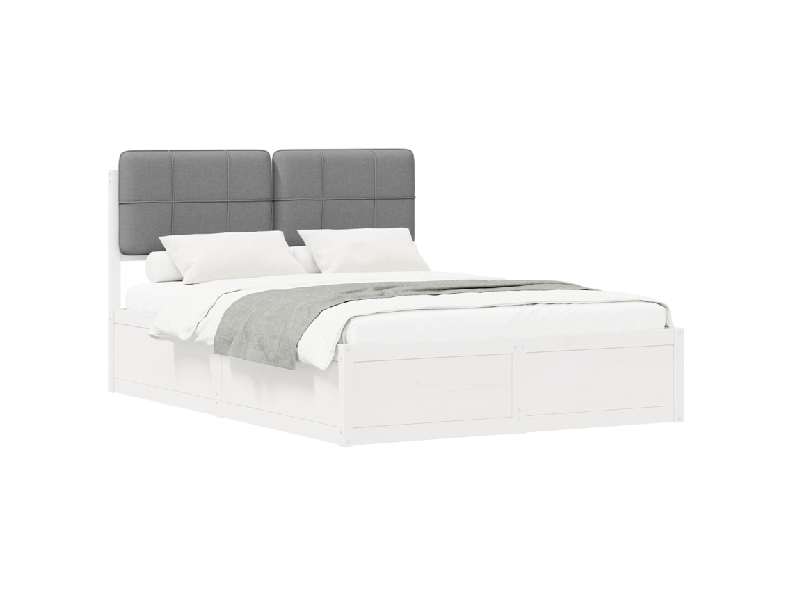 Estrutura de Cama com Cabeceira Estofada Cinzento Claro MAISON EXCLUSIVE