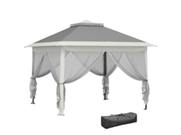 Tenda Dobrável Pop up Altura Ajustável Teto Mosquiteiras Bolsa Transporte Cinzento 3.3x3.3 M S/MARCA