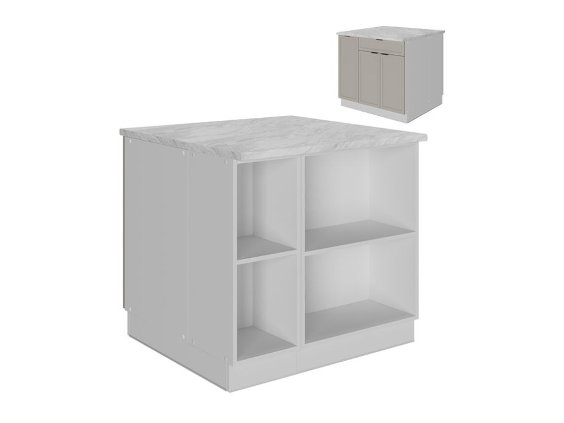 Ilha De Cozinha Fame Line, 90cm Com Gaveta, Sem Pt, Cinzabeige, Branco, Vicco