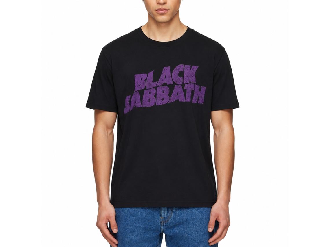 Black Sabbath Wavy Logo Vintage T-shirt Black Unisex Adults Size:xl