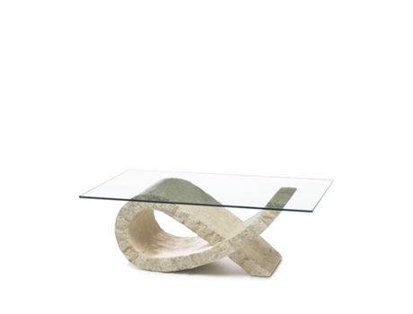 Fiocco Mesa de Centro 120 X 70 Transparente em Vidro Temperado Branco STONES