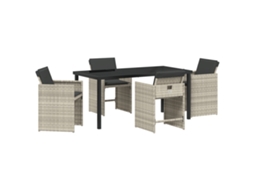 Conjunto 5 De Jantar De Jardim  Com Almofadas Vidaxl Cinza Claro De Vime Pe