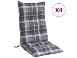 Conjunto 4 Almofadões Cadeira Encosto Alto VIDAXL Oxford Xadrez Cinzento 120 X 50 X 7 Cm
