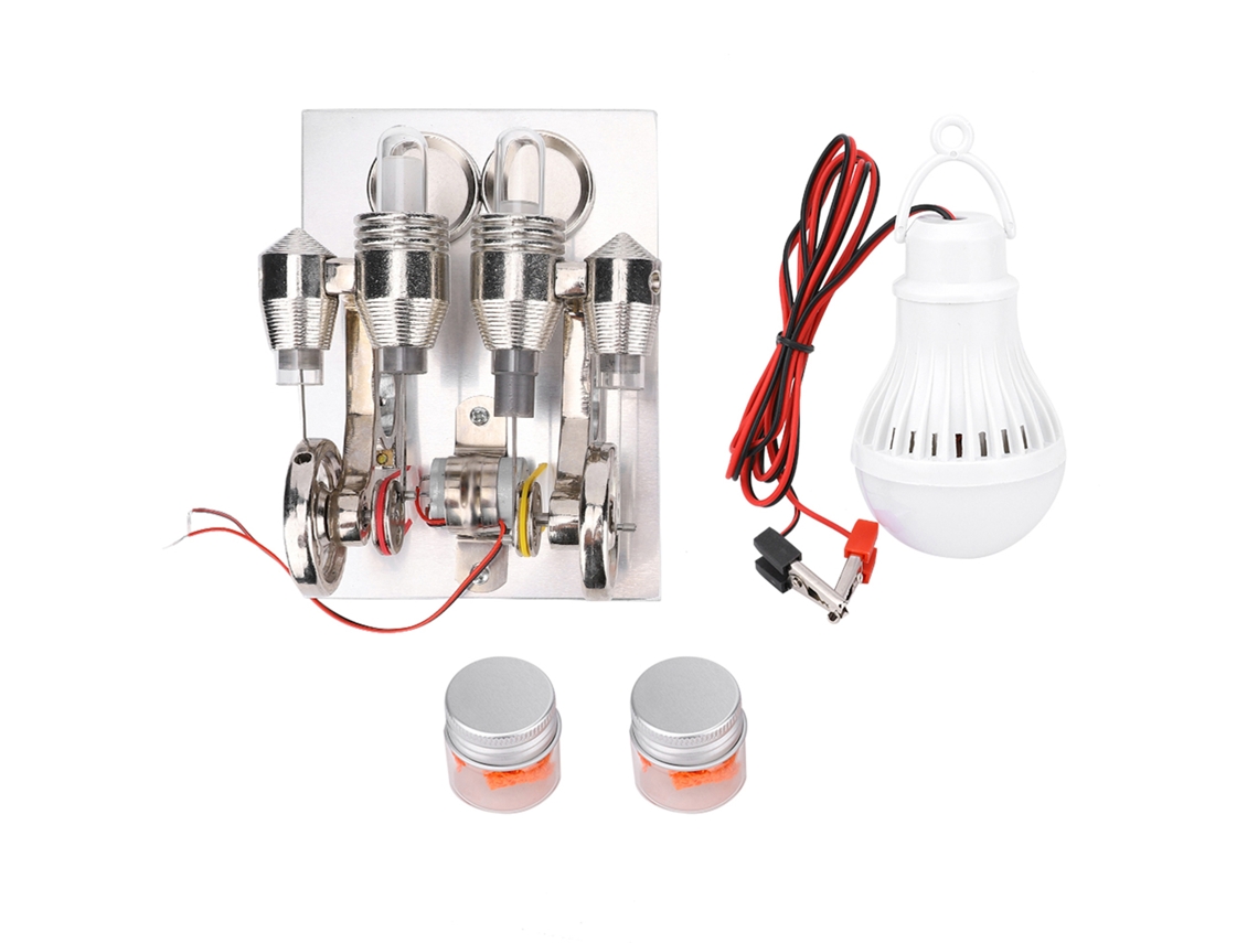 Máquina Stirling 4 Cilindros Gerador de Energia Aire Quente Miniatura