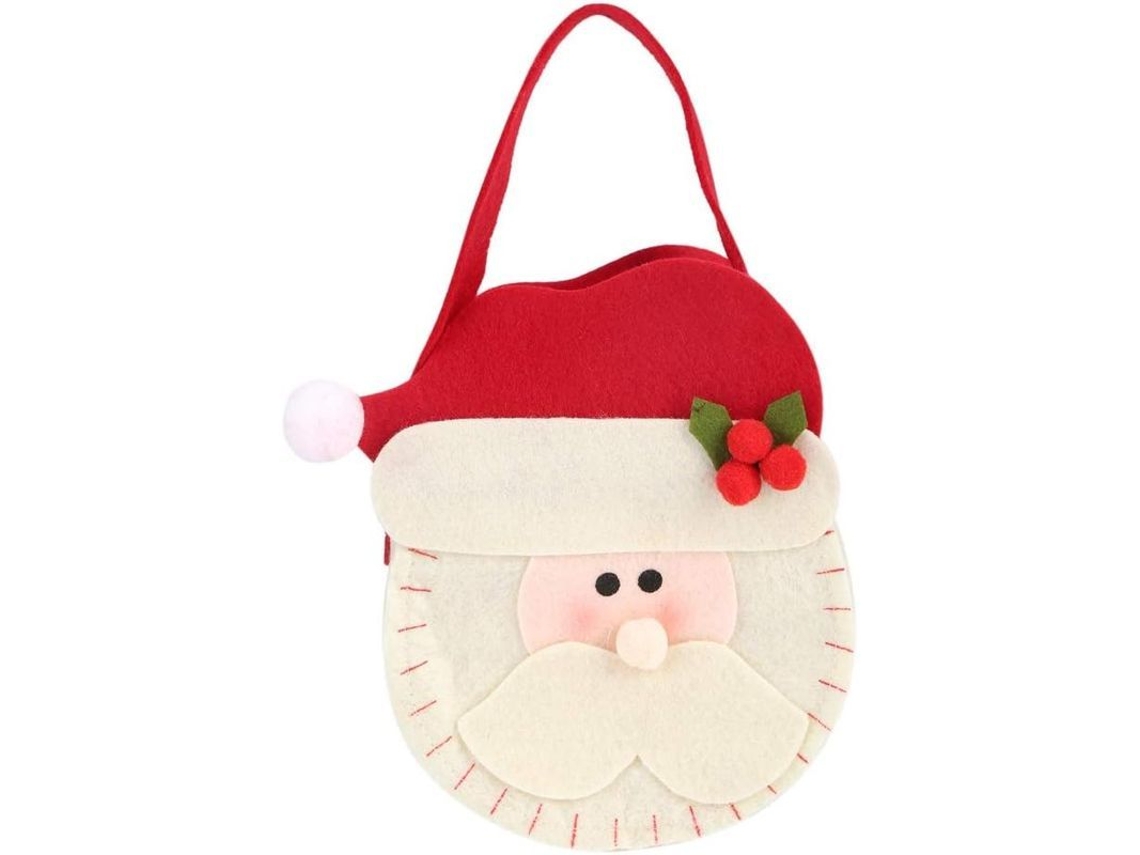 Bolsa de doces de Natal com Papai Noel e elfo, presente para crianças, sacola de compras | S/MARCA