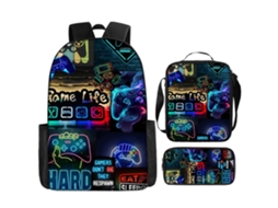 Mochila De Estudante Panoona Play Conjunto 3 Peças Lancheira Estojo 17 Pol 44cm Estilo 15