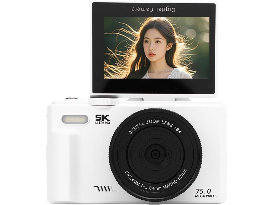 Câmera Digital 5k Wifi Com Zoom De 18x, Ecrã Articulada De 3 Polegadas