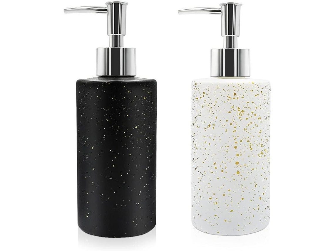 Pack Dispensador De Jabón De Vidrio 350ml Con Bomba Recargable Para Baño Cocina Contador