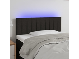 Vidaxl Cabeceira De Cama C/ Luzes Led Tecido 80x5x78/88 Cm Preto