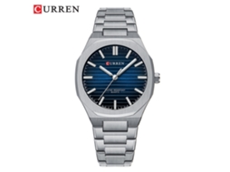 Relógio de Pulso Masculino Casual com Mecanismo de Quartzo Listrado Simples , Pulseira de Aço. MDUG (azul Prateado)
