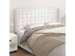 Cabecero con alas de piel sintética 203x23x118/128cm Blanco