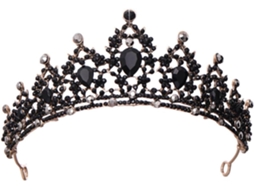 Tiara vintage metálica com efeito desbotado para casamento, Preta E Leve.