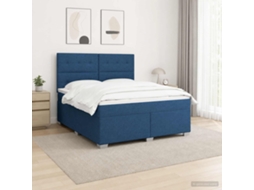 Vidaxl Cama Box Spring Com Colchão Azul 160 X 200 Cm Tecido