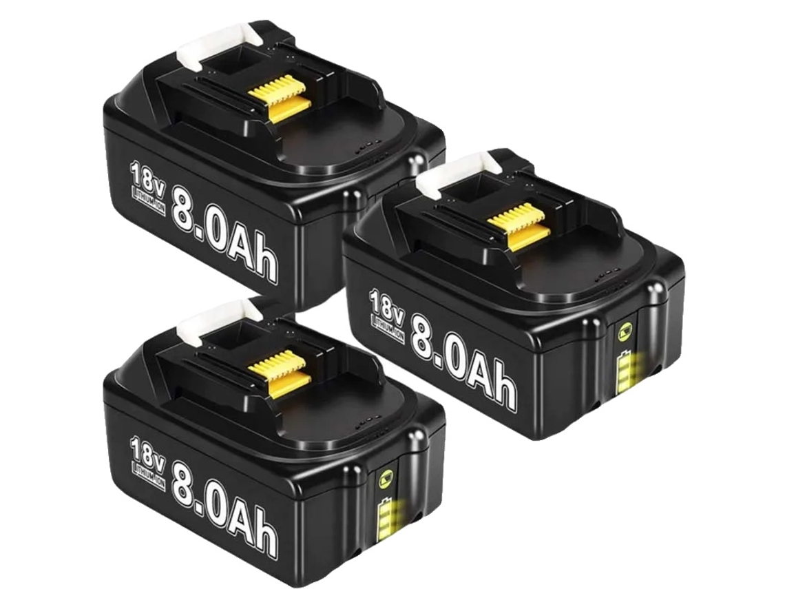 Bateria OEM para ferramentas elétricas de 3 peças, 8,0 Ah, capacidade de 8000 mAh, compatível com BL1830