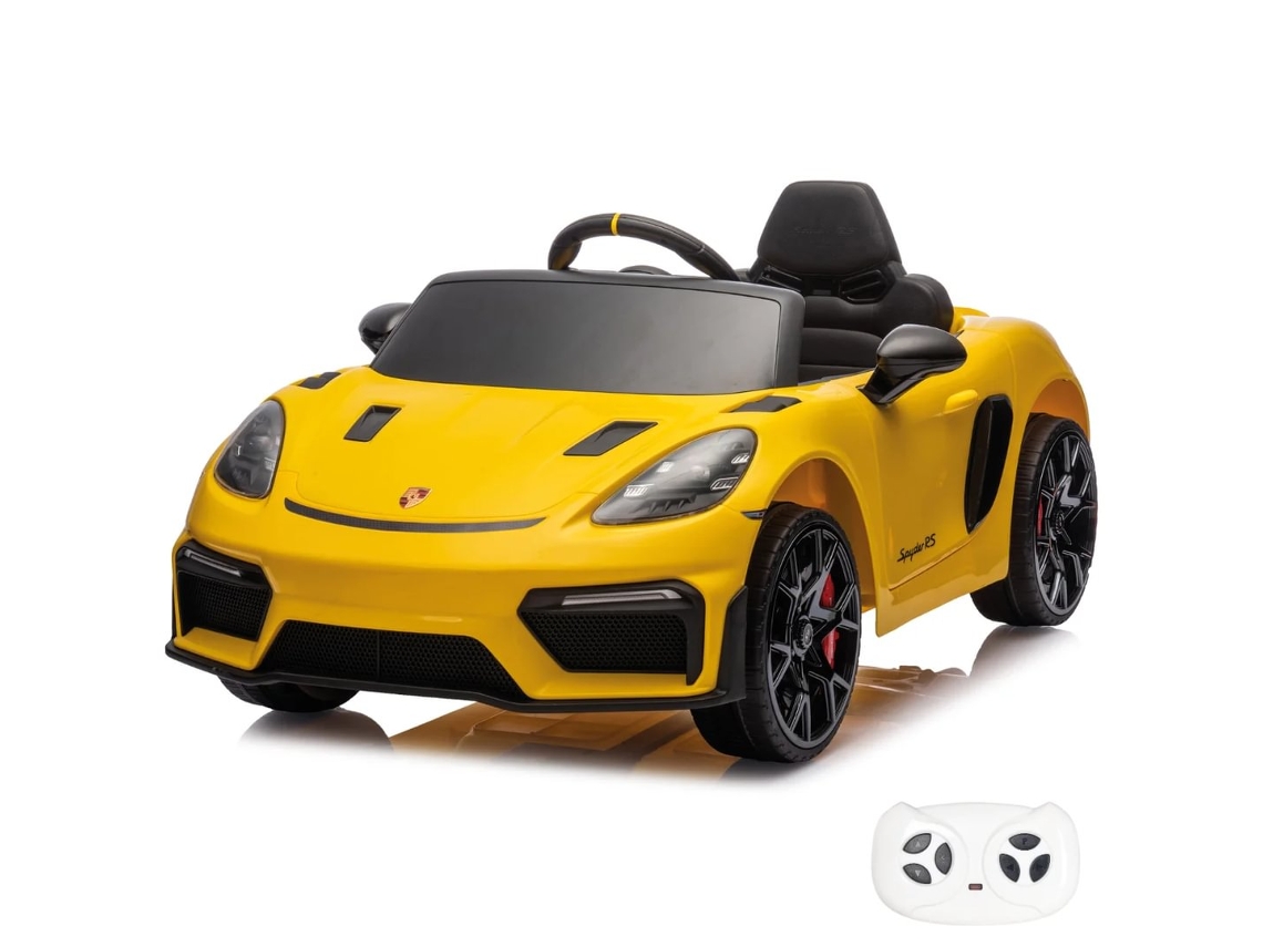 Carro Elétrico Para Crianças 12v - Porsche 718 Spyder Rs - 1 A 5 Anos - Amarelo