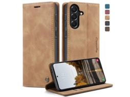 Capa Para Samsung Galaxy A37 5g Multifuncional Horizontal De Couro Marrom