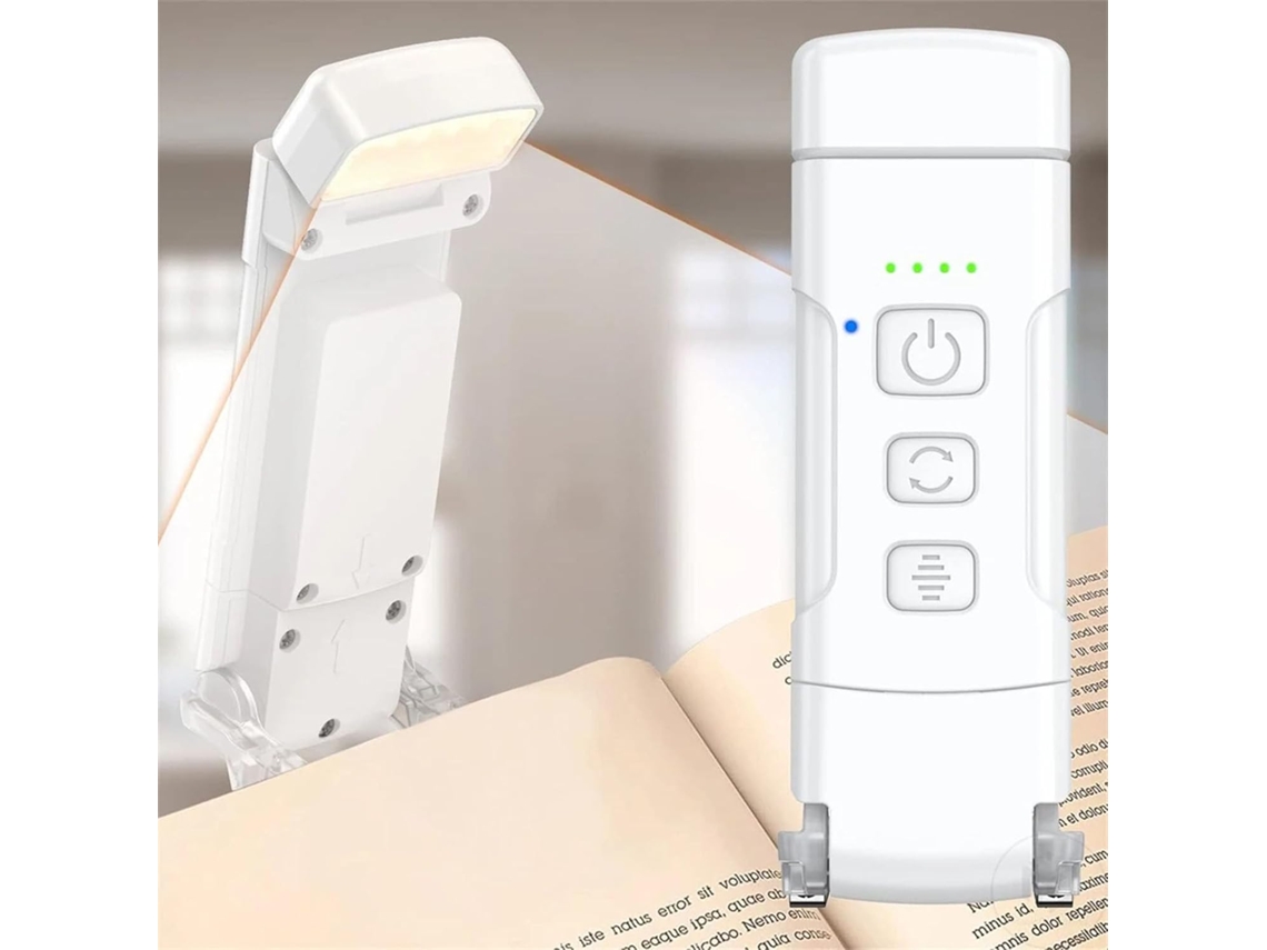 Luminária De Leitura Portátil Com Clipe, Recarregável Via Usb, Com Temporizador De 30 60 Minutos, 3 Modos De Cor, 5 Níveis