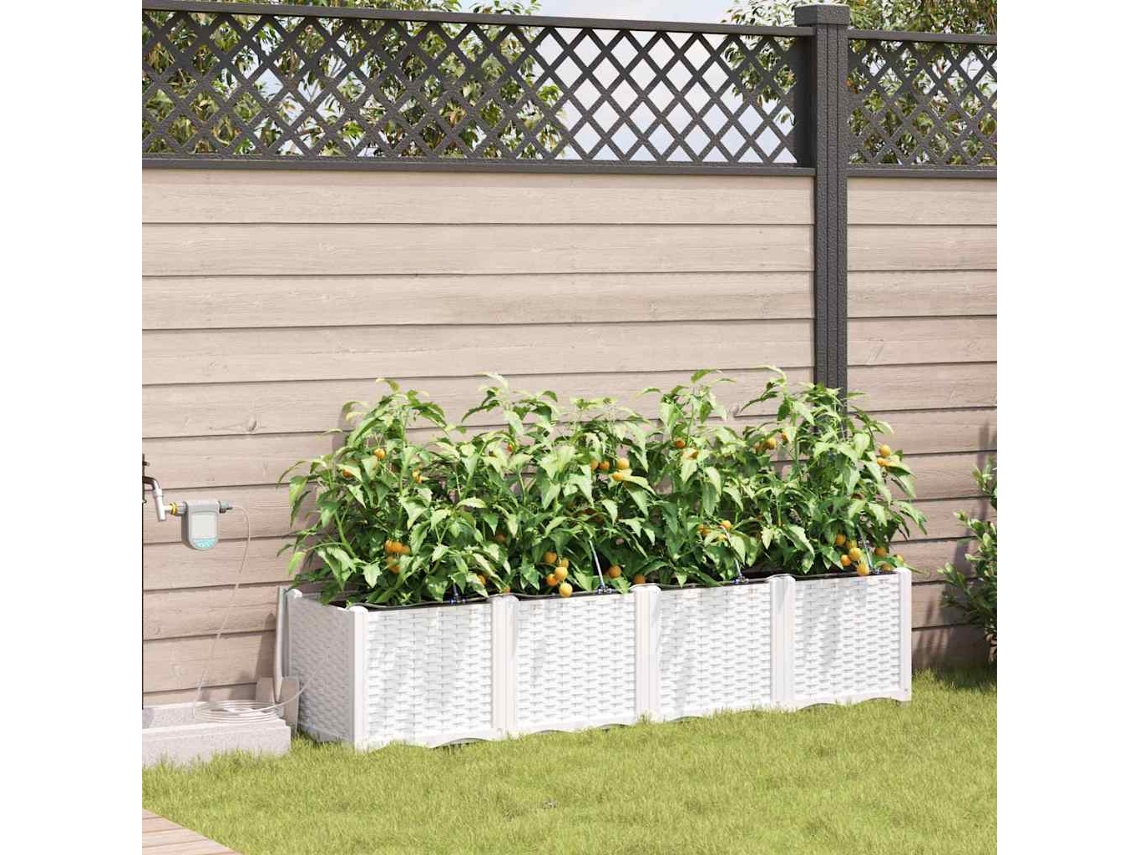 Vidaxl Vaso De Jardim 4 Unid. Branco 160 X 40 X 37,5 Cm Pp